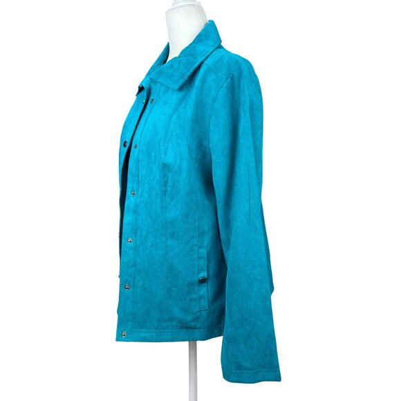 NEW Studio Works Button Up Blazer Jacket Womens 10 Blue Pockets Lined Collared - Picture 4 of 11